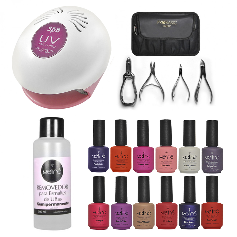 Combo 12 Esmaltes Meliné con Cabina UV y Herramientas Para 